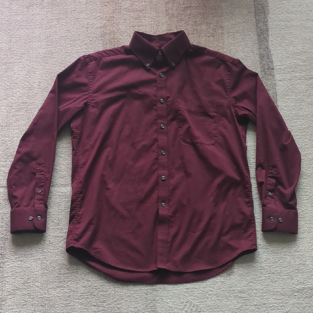 Jos A Bank Burgundy Casual Button Down Shirt Size Medium